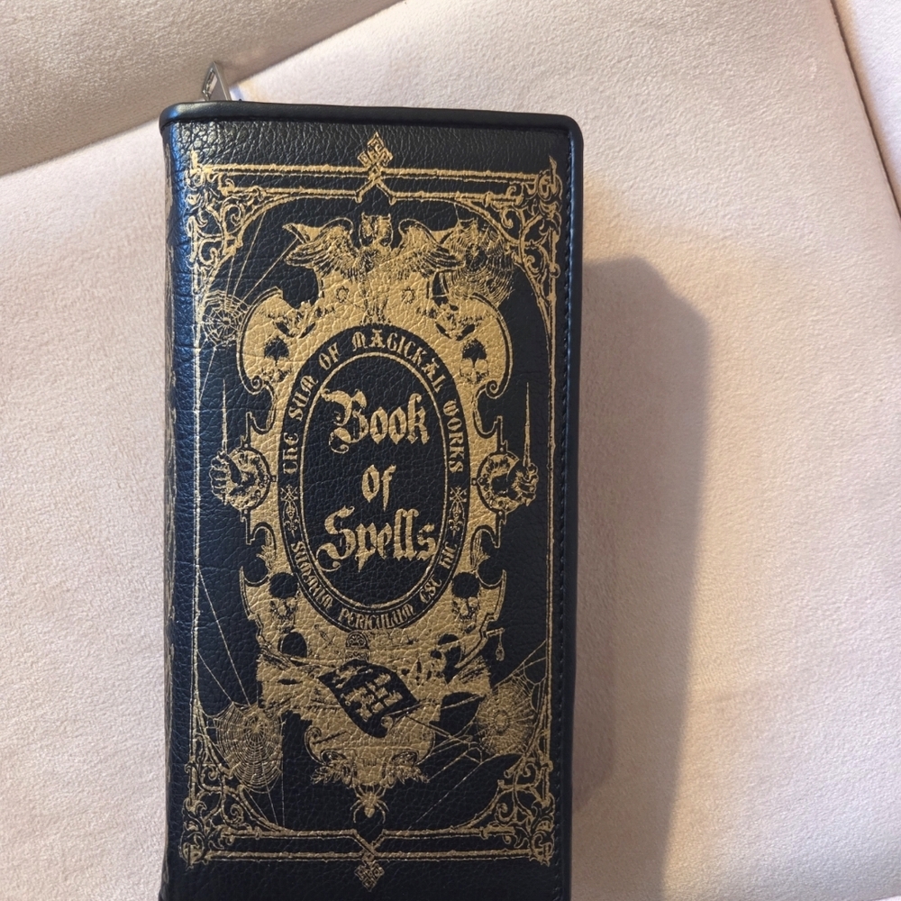 Source Unknown Black and Gold Book of Spells Bag